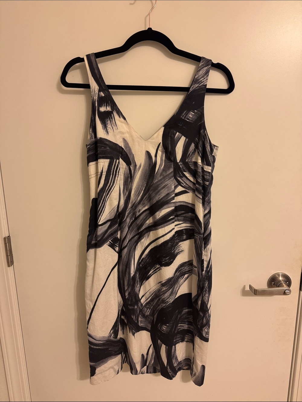 Vince Black & White Abstract Midi Dress